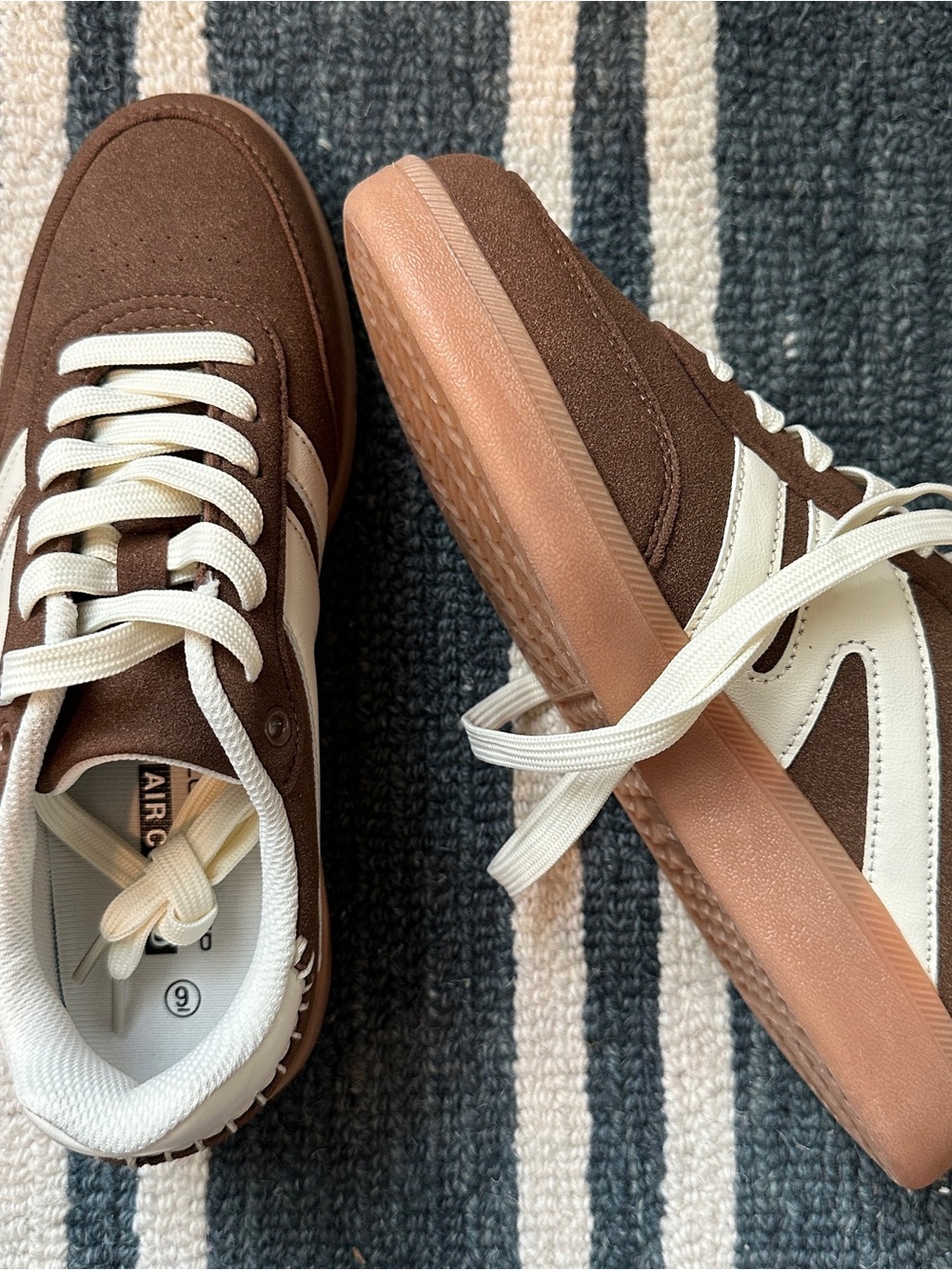 New with Tags Women’s Brown Suede Casual Sneakers with Cream Accents